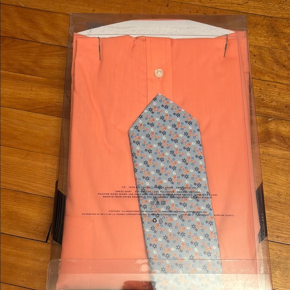 Stafford Men's Coral Dress Shirt - Picture 4 of 4